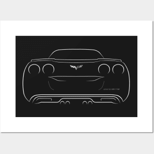 Centennial Edition Chevrolet Corvette C6 - rear stencil, white Posters and Art